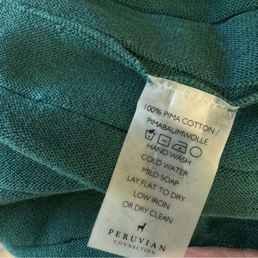 Peruvian Connection Teal Green Long Sleeve Pima Cotton Dress - Picture 8 of 8